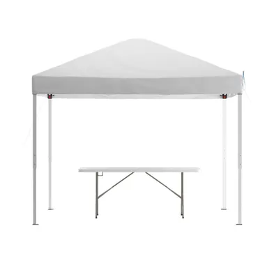 Outdoor Event/Tailgate Tent Set With Pop Up Event Canopy And Carry Bag And Bi-Fold Table With Carrying Handle