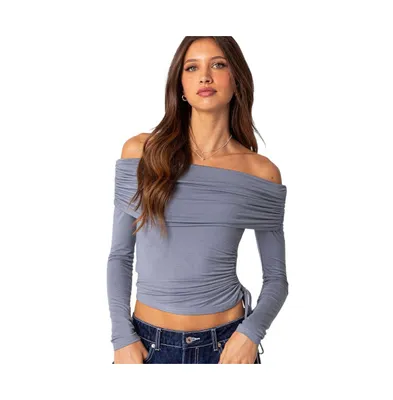 Women's Gathered fold over drawstring top