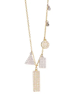 Adornia 14k Gold-Plated Multi Shape Crystal Necklace, 16" + 2" extender
