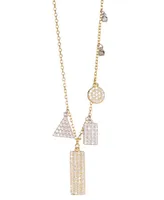 Adornia 14k Gold-Plated Multi Shape Crystal Necklace, 16" + 2" extender