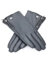Mio Marino Women's Wristed Zipper Touchscreen Leather Gloves