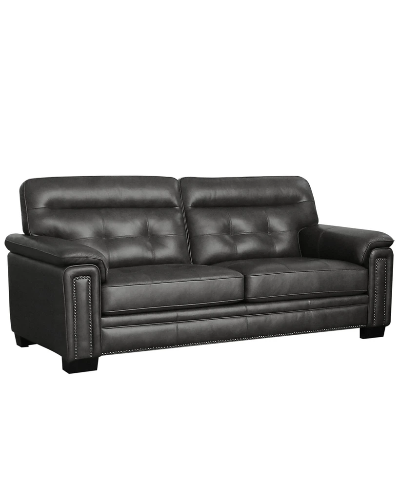 Harrison 87" Leather Traditional Sofa