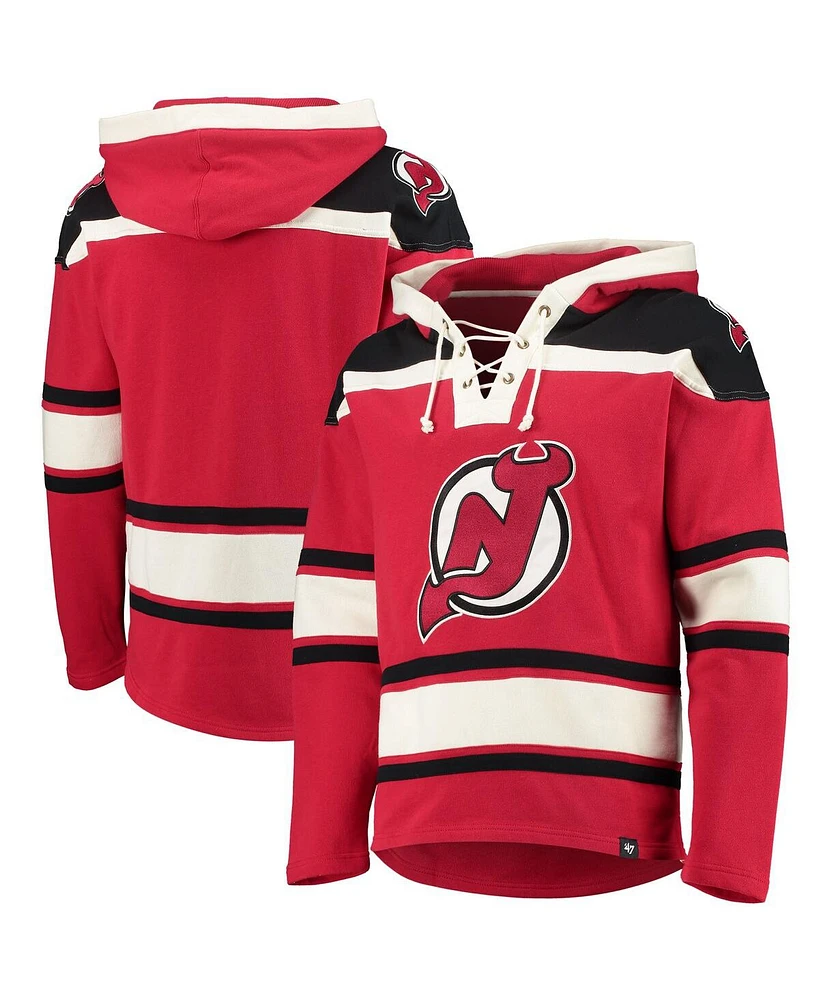 Men's '47 Brand Red New Jersey Devils Superior Lacer Pullover Hoodie