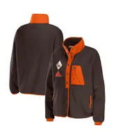 Women's Wear by Erin Andrews Brown Cleveland Browns Polar Fleece Raglan Full-Snap Jacket