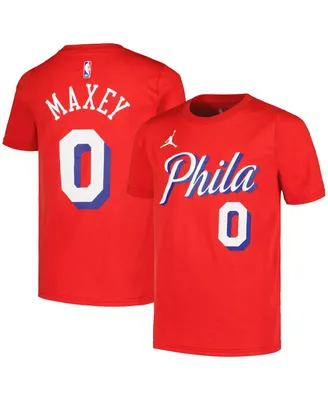 Big Boys Jordan Tyrese Maxey Red Philadelphia 76ers Name and Number Statement T-shirt