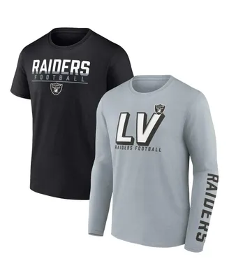 Men's Fanatics Silver, Black Las Vegas Raiders Two-Pack T-shirt Combo Set
