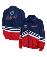 Women's Wear by Erin Andrews Navy Distressed Washington Wizards Vintage-Like Full-Zip Windbreaker