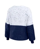 Women's Wear by Erin Andrews White, Navy Memphis Grizzlies Color-Block Pullover Sweater