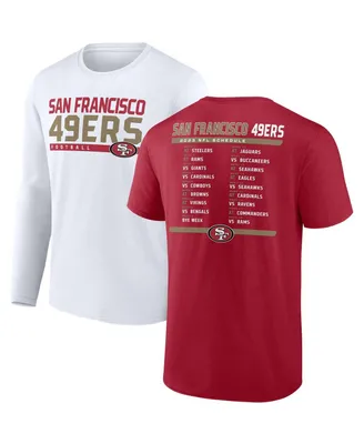 Men's Fanatics Scarlet, White San Francisco 49ers Two-Pack 2023 Schedule T-shirt Combo Set