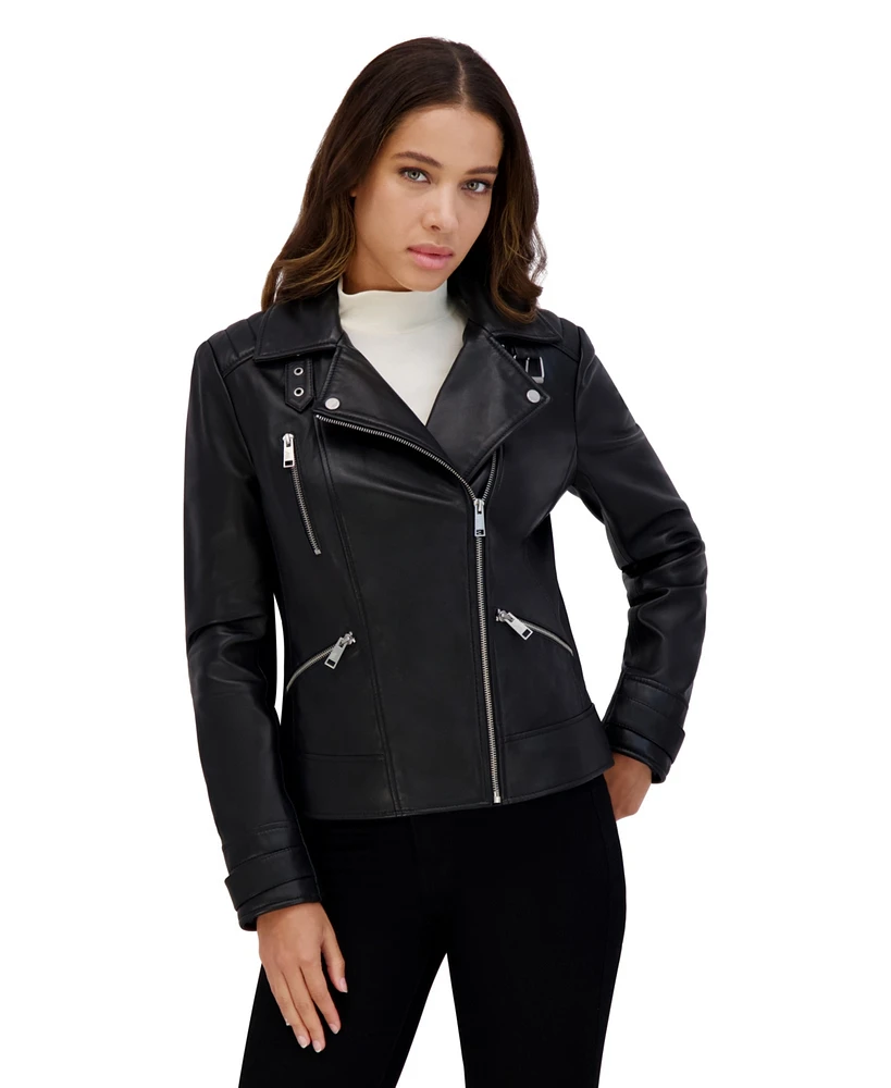 Salla Smooth Asymmetrical Lamb Women's Leather Moto Jacket