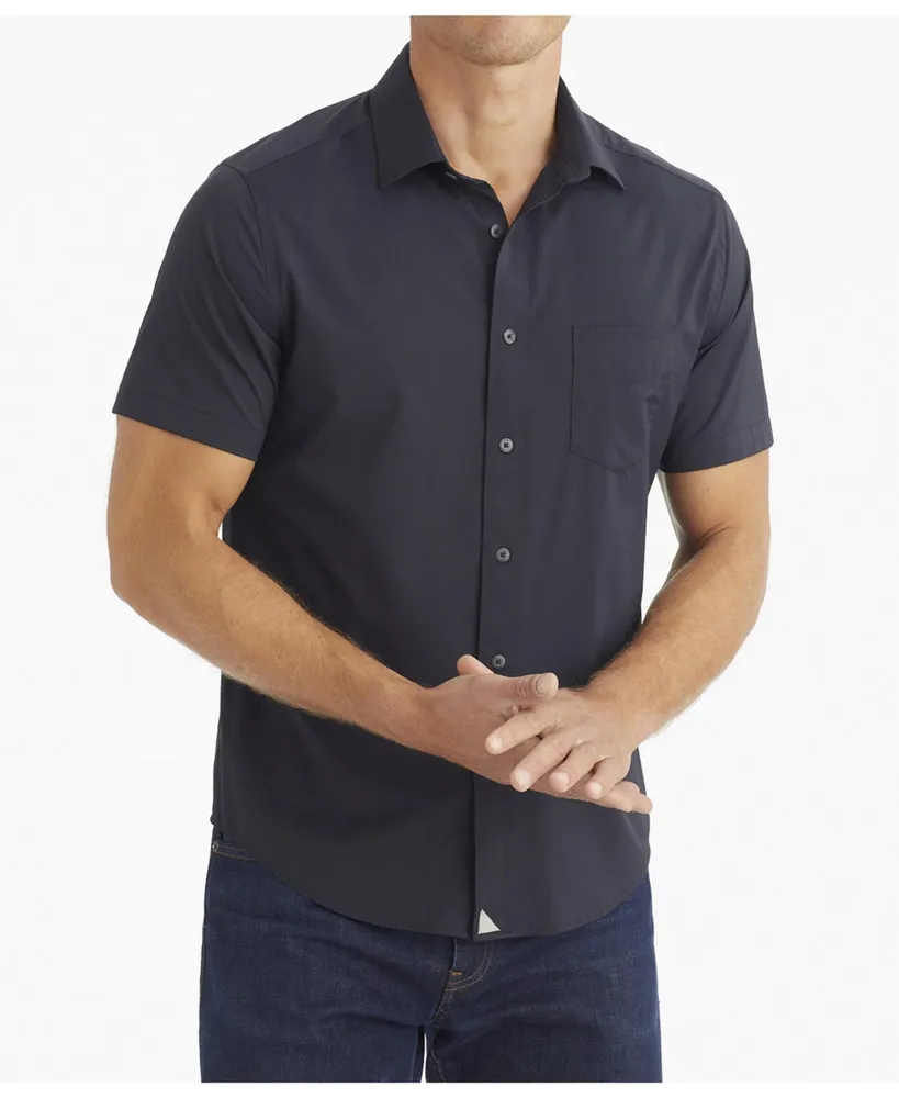 Van Heusen Slim Mens Moisture Wicking Slim Fit Short Sleeve Button