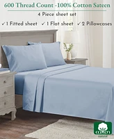 5-Star Luxury Sheet Set, 600 Thread Count Cotton Sateen, Soft & Crisp Bed Sheets