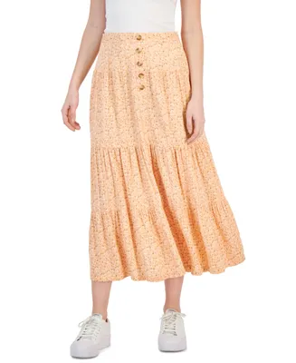 Celebrity Pink Juniors' Printed Tiered Midi Skirt