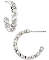 Eliot Danori Silver-Tone Small Cubic Zirconia C-Hoop Earrings, 0.87", Created For Macy's