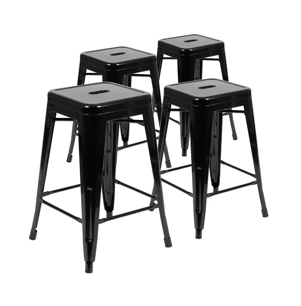 4 Pack 24" High Metal Indoor Counter Bar Stool - Stackable