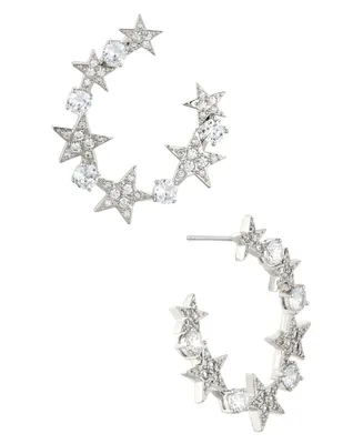 Ava Nadri Silver-Tone Cubic Zirconia Star Front to Back Earrings
