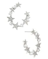 Ava Nadri Silver-Tone Cubic Zirconia Star Front to Back Earrings