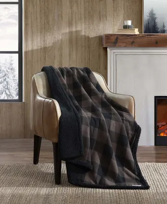 Eddie Bauer Plaid Cotton Yarn Dye Flannel Reversible Throw, 60" X 50"