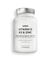 Amen Vitamin D, K2 & Zinc, Cholecalciferol D3 5000 Iu, Organic Whole Food Blend with Apple, Blueberry, Cranberry, Elderberry Powder Fruits, D3 K2 Vita