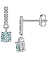 Blue Topaz (3/4 ct. t.w.) & Lab-Grown White Sapphire (1/10 ct. t.w.) Drop Earrings in Sterling Silver