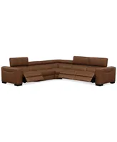 Rinan 125" 5-Pc. Leather Sectional with 3 Power Recliners, Created for Macy's