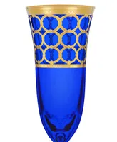 Lorren Home Trends Cobalt Blue Champagne Flutes with Gold-Tone Rings, Set of 4