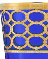 Lorren Home Trends Cobalt Blue Double Old Fashion with Gold-Tone Rings, Set of 4