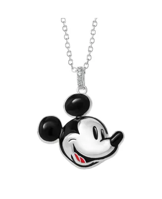 Disney 100 Mickey Mouse Silver Plated Head Pendant Necklace - 18'' Chain - Officially Licensed, Limited Edition