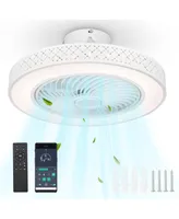 20" Enclosed Ceiling Fan with Light Dimmable App Control Low Profile Kids Room