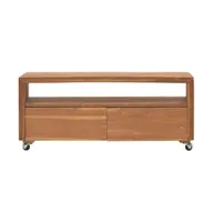 Tv Stand with Wheels 43.3"x11.8"x15.7" Solid Wood Teak