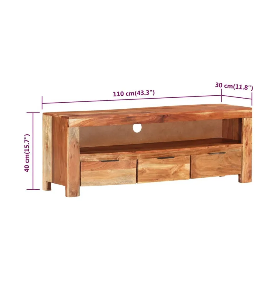 Tv Stand 43.3"x11.8"x15.7" Solid Wood Acacia