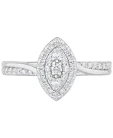 Diamond Marquise Shaped Halo Cluster Engagement Ring (1/2 ct. t.w.) in 10k White Gold