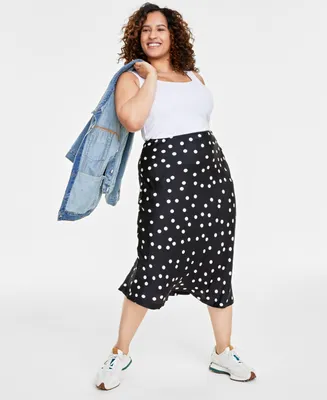 On 34th Trendy Plus Polka Dot Midi Slip Skirt, Created for Macy's