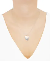 Sterling Silver and 14k Gold Necklace, Heart Locket Pendant 18"