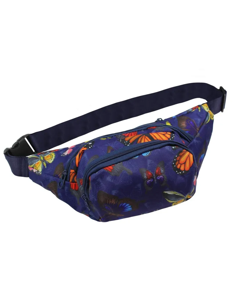 World Traveler Butterfly 14-Inch Fanny Pack Adjustable Crossbody Waist