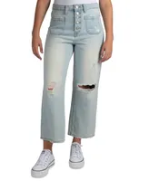 Indigo Rein Juniors' Button-Fly Wide Leg Jeans
