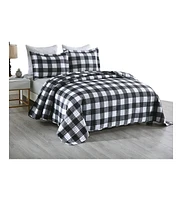 MarCielo 3 Piece Buffalo Quilt Bedspread Set Bedding Coverlet Set B020 - King