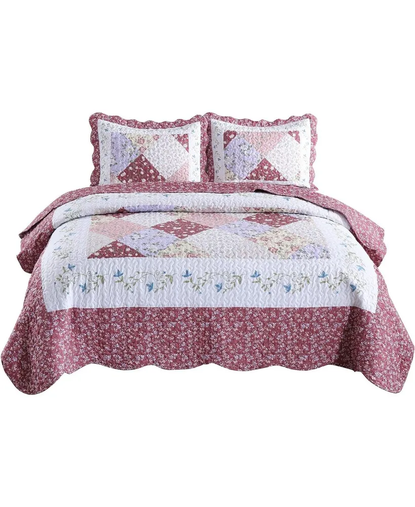 MarCielo 3 Piece Printed Quilt Set Bedspread Set B028