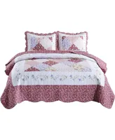 MarCielo 3 Piece Printed Quilt Set Bedspread Set B028