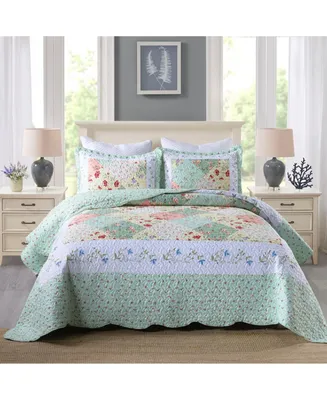 MarCielo 3 Piece Printed Quilt Bedspread Set B014