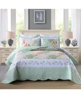 MarCielo 3 Piece Printed Quilt Bedspread Set B014