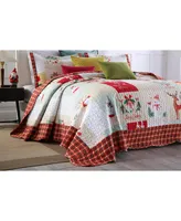 MarCielo 3 Piece Christmas Quilt Bedspread Set B023