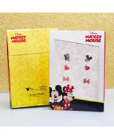 Disney Mickey and Minnie Mouse Fashion Stud Earring - Mismatch Kiss, Black/Red - 3 pairs