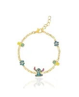 Disney Womens Stitch Bracelet with Station Pendants 6.5" + 1" - Gold Plated Stitch Jewelry Officially Licensed