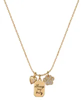 Unwritten Cubic Zirconia Paw and 14K Gold Flash-Plated Always My Baby and Heart Pendant Necklace