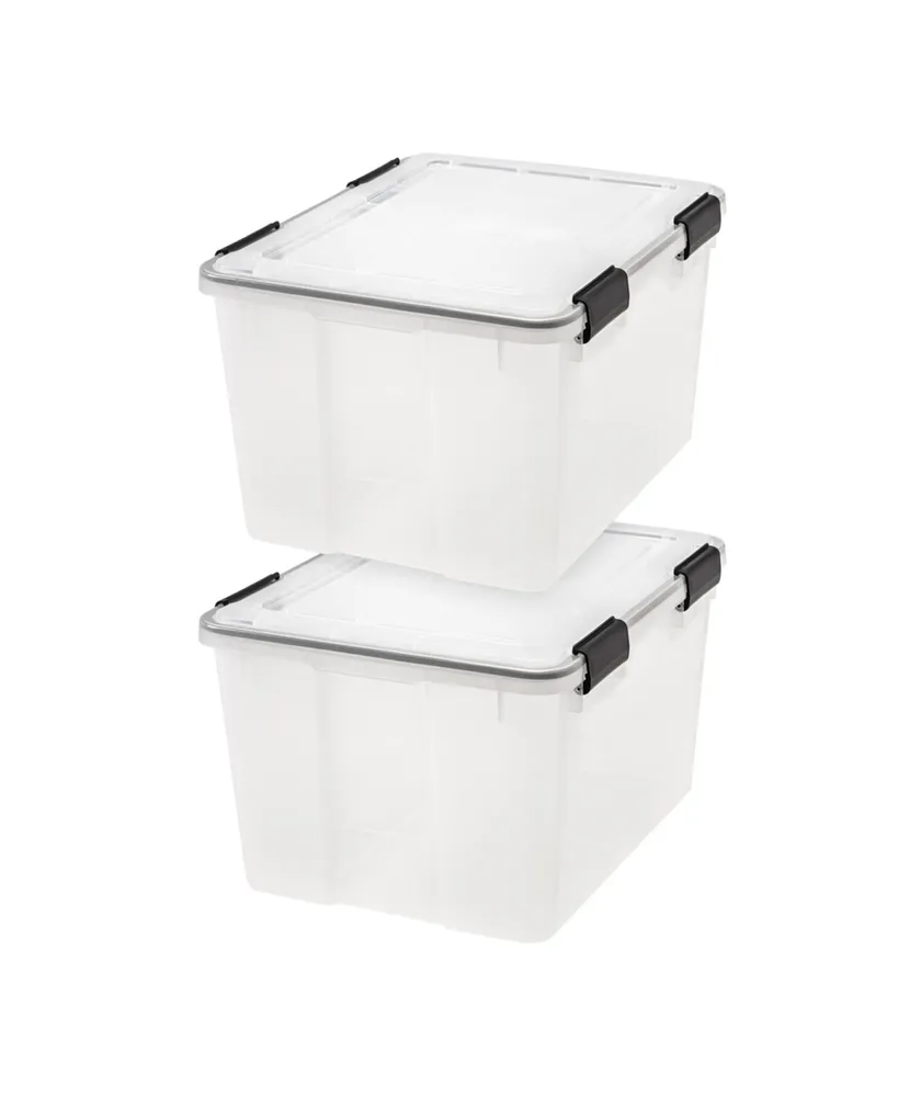 2 Pack 46.6qt Weatherpro Airtight Plastic Storage Bin with Lid and Seal and 4 Secure Latching Buckles