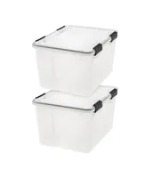 Iris 2 Pack 46.6qt Weatherpro Airtight Plastic Storage Bin with Lid and Seal and 4 Secure Latching Buckles