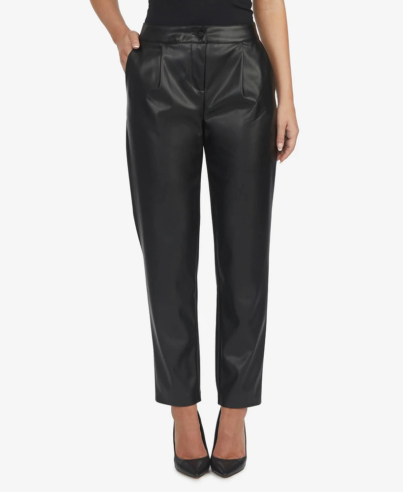 Ellen Tracy Women's Faux Leather Pull On Pants