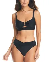 Bar Iii Resort Solids Keyhole Bikini Top Crossover Waist Bottom Created For Macys