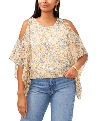 Sam & Jess Women's Cold-Shoulder Cape-Sleeve Top